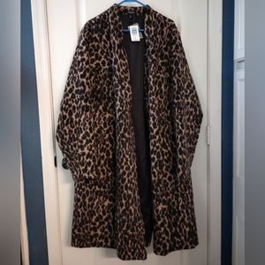 Torrid 4X Coat Car Jacket Leopard Winter Warm Wool Blend Midi Long Plus NWT